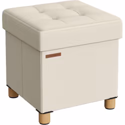 【DESIGN ÉLÉGANT ET CONFORTABLE】 Ce pouf est doté d'une surface chic en tissu façon lin ajoutant une touche élégante à votre e ...