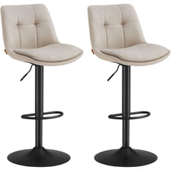 Vasagle - Tabourets de Bar, Lot de 2, Chaise de Cuisine, Siège Pivotant à Hauteur Réglable, avec Dossier et Repose-Pieds, Salle à Manger, Comptoir,