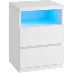 Vasagle - Table de Chevet avec Éclairage led Réglable, Table d'Appoint avec Tiroirs, Meuble à Tiroirs, Table de Nuit pour Chambre, Salon, Style
