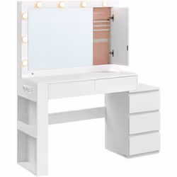 【 ESPACE DE RANGEMENT GÉNÉREUX】 1 grand bureau, 1 étagère supérieure, 2 étagères latérales, 2 grands tiroirs, 1 armoire à bij ...