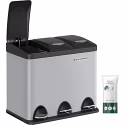 Cette poubelle à 3 compartiments offre une solution pratique et écologique pour trier efficacement les déchets. Pour ouvrir l ...