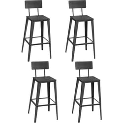 VASAGLE Tabourets de Bar Industriel, Lot de 4, Chaise Bar Cuisine, avec Dossier, Cadre en Acier, Montage Facile, Style Industriel, Noir