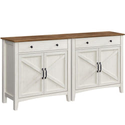 Buffet, Lot de 2, Meuble de Rangement avec Tiroir, Meuble de Cuisine, Portes, Étagère Réglable, Style Campagne, Salon, Salle à Manger, 40 x 80 x 80
