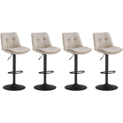Vasagle - Tabourets de Bar, Lot de 4, Chaise de Cuisine, Siège Pivotant à Hauteur Réglable, avec Dossier et Repose-Pieds, Salle à Manger, Comptoir,
