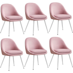 Vasagle - Lot de 6 Chaises Salle à Manger, Supportant Jusqu'à 120 kg, Coussin Rembourré 5,5 cm d'Épaisseur, Pieds Évasés, pour Bureau, Salon, Rose
