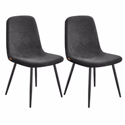 Chaises de Salle à Manger Lot de 2 Support Métallique Pieds Réglables Tissu Chenille PU Texturé Glacé Gris Ardoise
