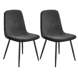 Chaises de Salle à Manger Lot de 2 Support Métallique Pieds Réglables Tissu Chenille PU Texturé Glacé Gris Ardoise