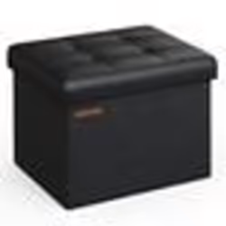 Poufs PU 31 x 41 x 31 cm Capacité de Charge 130 kg pour Salon Chambre Dortoir Noir d’Encre