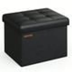 Poufs PU 31 x 41 x 31 cm Capacité de Charge 130 kg pour Salon Chambre Dortoir Noir d’Encre