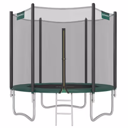 Trampoline Ø 244 cm pour Enfants Poteau Droit de 180 cm de Haut Cadre en Acier Certificat TÜV Rheinland GS Noir et Vert