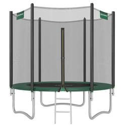 Trampoline Ø 244 cm pour Enfants Poteau Droit de 180 cm de Haut Cadre en Acier Certificat TÜV Rheinland GS Noir et Vert