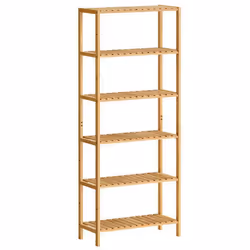 Colonne de salle de bain - SONGMICS - Étagère bambou 6 niveaux - 26 x 60 x 1609 cm Beige Naturel