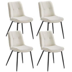 Lot de 4 Chaises Salle à Manger Jusqu’à 120 kg Double Coussin Pieds en Métal pour Salle à Manger Cuisine Blanc Crème