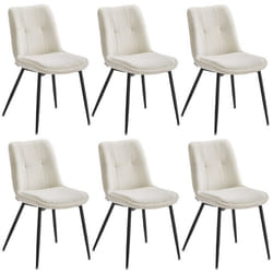 Lot de 6 Chaises Salle à Manger Jusqu’à 120 kg Double Coussin Pieds en Métal Moderne pour Salle à Manger Blanc Crème