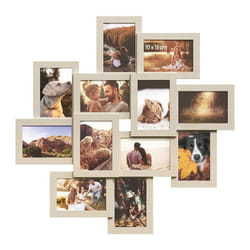 Cadres Pêle-Mêle 12 Cadres pour Photos 10x15 cm Galerie Photo Murale Multi-Cadres Décoration Murale Beige Naturel