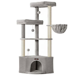 Arbre à Chat - Feandrea - 1407 cm - Niche Hamac Plateformes - Gris Tourterelle