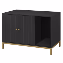 Armoire à litière pour chat - Feandrea - Noir/Doré - Tapis griffoir - Pieds hauts - 80x50x55 cm