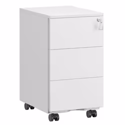 Caisson de Bureau - SONGMICS - 3 Tiroirs - Métal Blanc Mat - Verrouillable - Prémonté