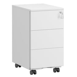 Caisson de Bureau - SONGMICS - 3 Tiroirs - Métal Blanc Mat - Verrouillable - Prémonté