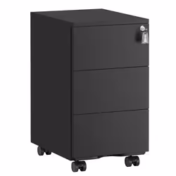 Caisson de Bureau - SONGMICS - Métallique - 3 Tiroirs - Verrouillable - Noir Mat - 40x30x54 cm