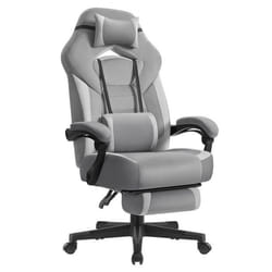 Chaise Gaming Ergonomique - Repose-Pieds - Coussin Ajustable - Support Lombaire - Gris Ardoise/Tourterelle