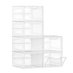Boîtes à Chaussures - SONGMICS - Lot de 6 - Empilables - Blanc Transparent - Jusquà Pointure 44