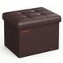 Tabouret de Rangement Pliable - SONGMICS - Marron Noisette - 31x41x31 cm - Charge 130 kg