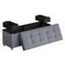 Banc de Rangement - SONGMICS - Velours Gris Ardoise - 112L - 38x110x40cm - Pliable
