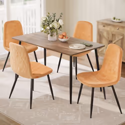 Chaises Salle à Manger - VASAGLE - Lot de 4 - Tissu Chenille - PU Glacé - Marron Caramel
