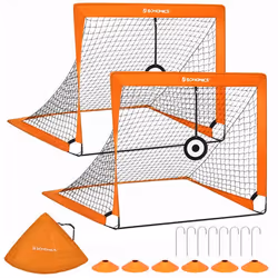 But de Football pour Enfant Lot de 2 Filet de Football Portable et Pliable Tubes en Fibre de Verre Orange