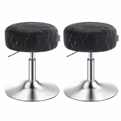 Tabouret de bar pour coiffeuse Lot de 2 Réglables en Hauteur Pivotants à 360 Degrés en PU Coussin Épais Noir dEncre