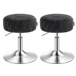 Tabouret de bar pour coiffeuse Lot de 2 Réglables en Hauteur Pivotants à 360 Degrés en PU Coussin Épais Noir dEncre