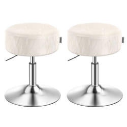 Tabouret de bar pour coiffeuse Lot de 2 Réglables en Hauteur Pivotants à 360 Degrés en PU Coussin Épais Blanc Crème
