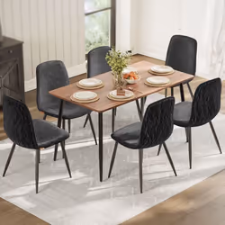 Chaises de Salle à Manger Lot de 6 Support Métallique Pieds Réglables Tissu Chenille PU Texturé Glacé Gris Ardoise