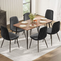 Chaises de Salle à Manger Lot de 6 Support Métallique Pieds Réglables Tissu Chenille PU Texturé Glacé Gris Ardoise