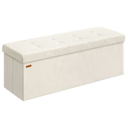 Banc de Rangement - SONGMICS - Pliable - 38x110x38 cm - Blanc Crème - Charge 300 kg