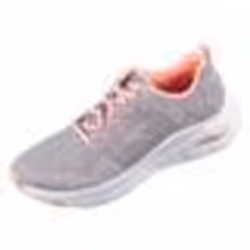 Basket - Skechers - Voûte Plantaire - Gris Tricot - Bordure Rose - Femme