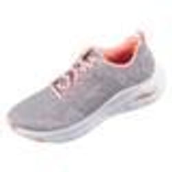 Basket - Skechers - Voûte Plantaire - Gris Tricot - Bordure Rose - Femme