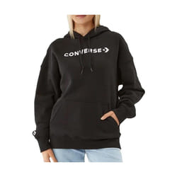 CONVERSE WORDMARK FLEECE HOODIE EM COULEUR NOIR BLACK