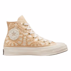 Baskets montantes CONVERSE CHUCK 70 HI OAT - Blanc et brun clair - Textile - Lacets