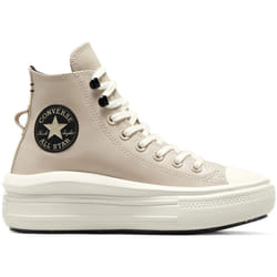 CONVERSE CHUCK TAYLOR ALL STAR MOVE PLATFORM FLEECE-LINED LEATHER COULEUR BEIGE EGRETBLCK