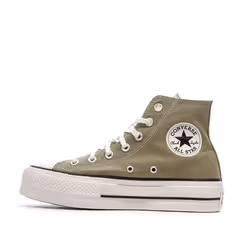 Basket Converse Platforme CANVAS HI - Converse - Chuck Taylor All Star Lift - Femme - Marron - Lacets - Plat