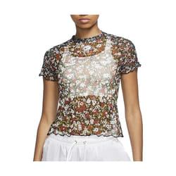 Top Femme Nike Mesh AOP - Motifs floraux - Vert - Manches courtes