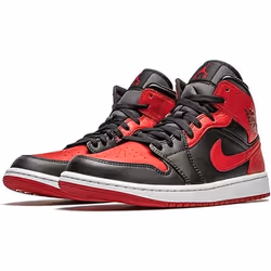 Basket Nike Air Jordan 1 Mid Banned Homme - Rouge/Noir - Cuir