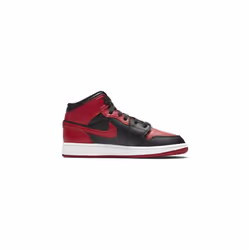 Basket Nike Air Jordan 1 Mid Rouge Noir Blanc - Adulte - Lacets - Cuir