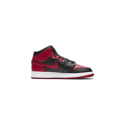Basket Nike Air Jordan 1 Mid Rouge Noir Blanc - Adulte - Lacets - Cuir