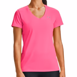 T-shirt de Running - UNDER ARMOUR - Solid - Rose Fluo - Manches courtes - 100% Polyester