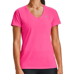 T-shirt de Running - UNDER ARMOUR - Solid - Rose Fluo - Manches courtes - 100% Polyester