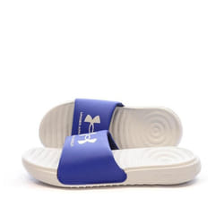 Claquettes garçon - UNDER ARMOUR - Ansa Fixed - Gris chiné/bleu royal - Lanière fixe avec mousse