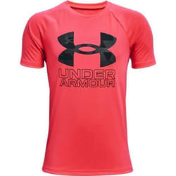 T-shirt garçon Under Armour à manches courtes Tech Hybrid Print Fill - rouge/noir - 12/14 ans